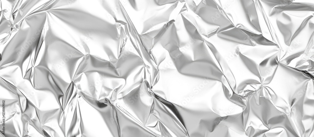 Poster crumpled aluminum foil texture background with shiny metallic surface and creases ideal for various 