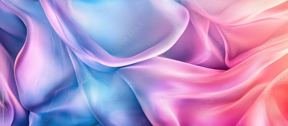 Aufkleber colorful silk fabric texture with smooth waves in shades of pink and blue suitable for background us