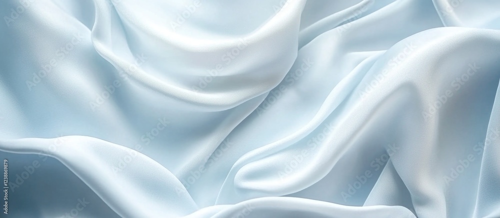 Poster blue satin fabric background with smooth texture and flowing drapes for design applications copy spa