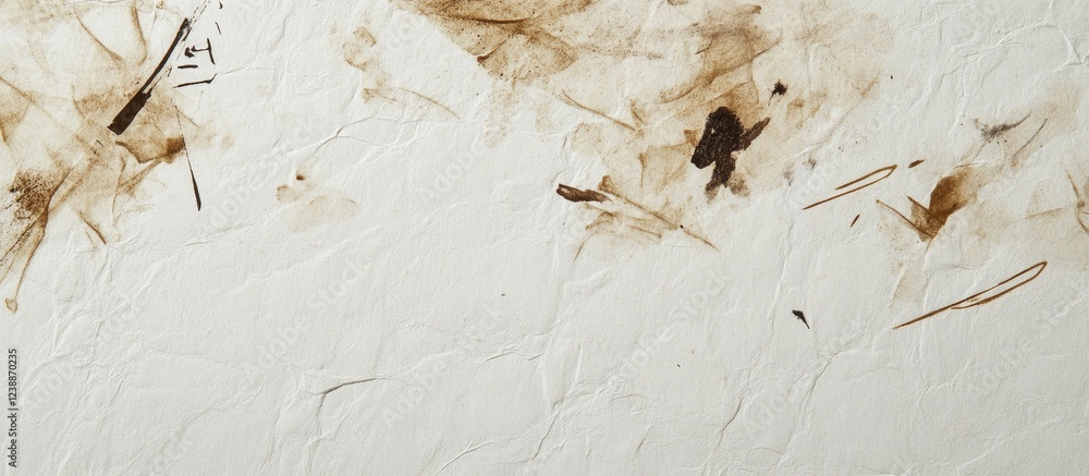 Poster abstract texture with brown stains and marks on a white textured background creating a natural paper
