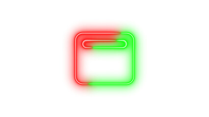 Neon window maximize icon green red color glowing with transparent background
