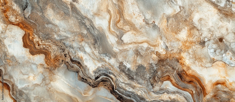 Poster brown and white marble texture background with wavy lines natural patterns and copy space