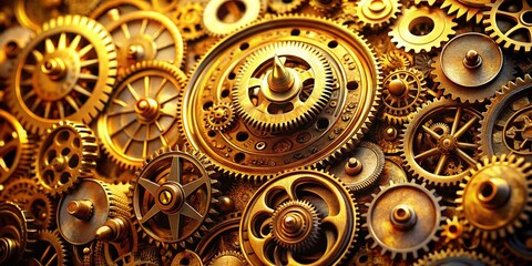 Futuristic Gold Gear Abstract Wallpaper: Metallic Texture Background