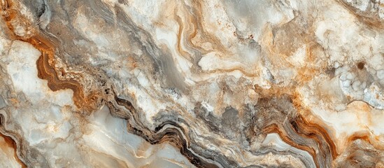 Fototapeta premium Brown and white marble texture background with wavy lines natural patterns and copy space