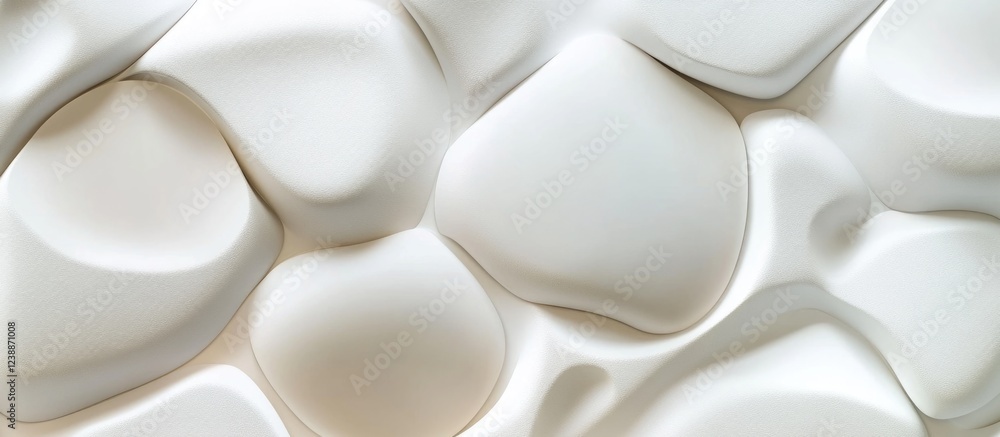 Poster abstract textured surface of smooth white stones with soft contours and shadows background copy spac