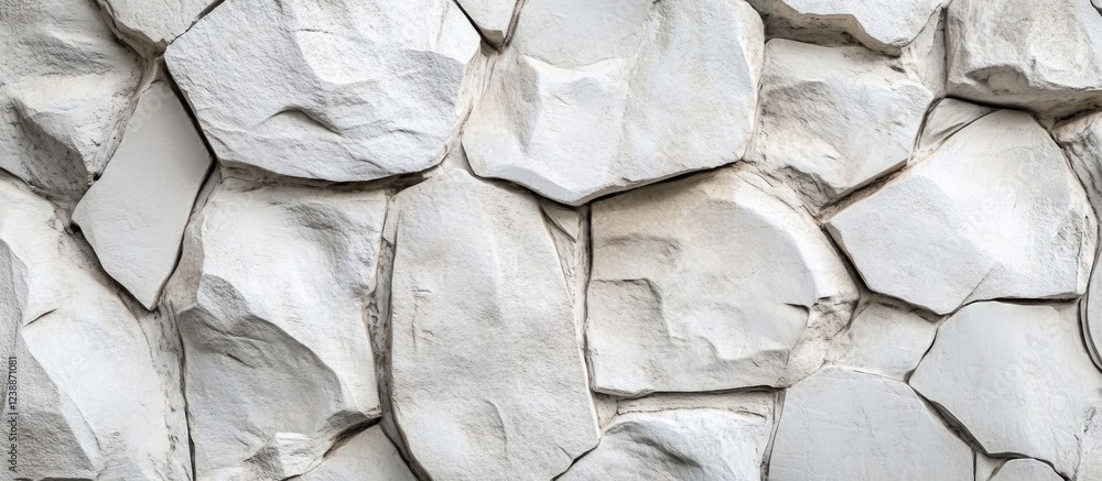 Poster textured white stone wall background with uneven rock surfaces and natural patterns ideal for archit