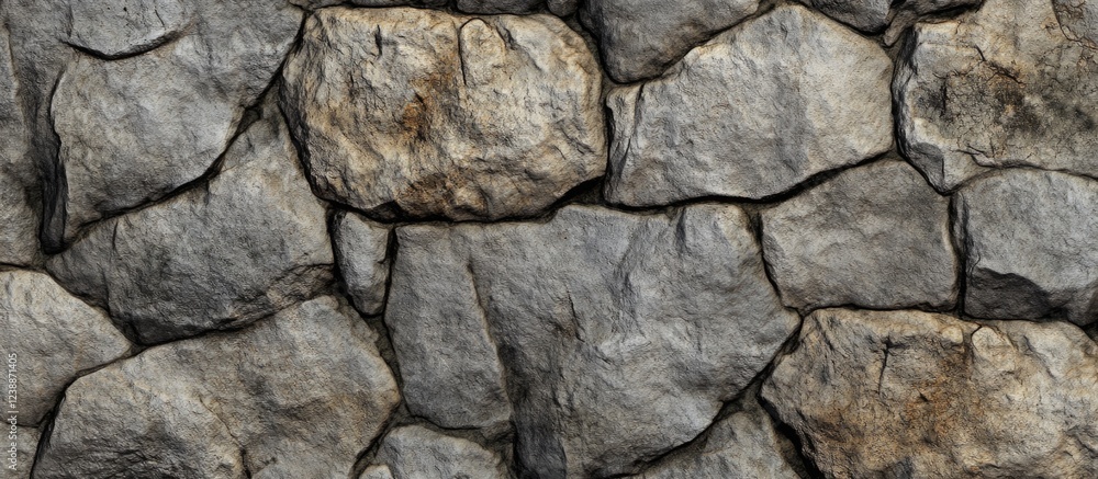 Poster textured stone wall background with irregular stones in shades of gray and brown suitable for variou
