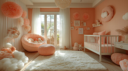 Dreamy Pastel Nursery with Soft Textures and Cozy Decor