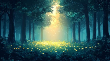 Enchanted Forest Path Sunlight Digital Art