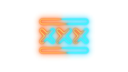 Neon xmarks lines icon brown cyan color glowing with transparent background
