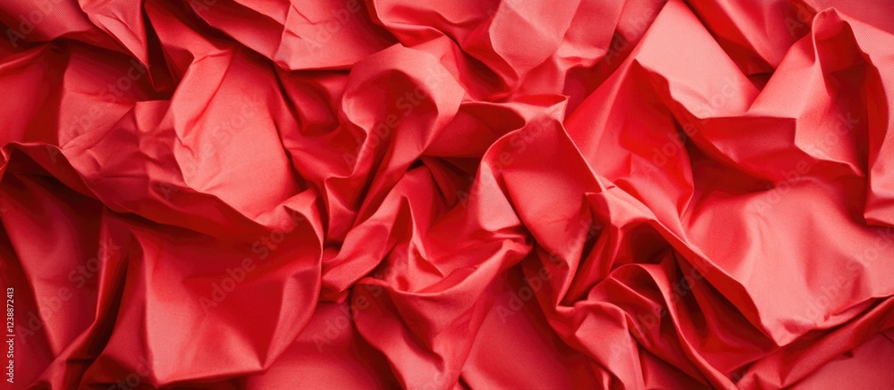 Poster red crumpled fabric texture background with folds and creases suitable for design projects copy spac