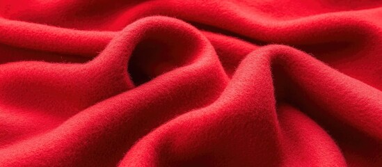 Obraz premium Red textured fabric with soft folds and creases ideal for backgrounds or textile designs Copy Space