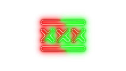Neon xmarks lines icon green red color glowing with transparent background