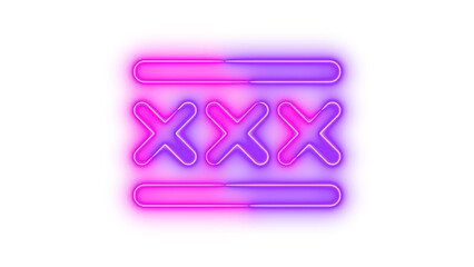 Neon xmarks lines icon pink purple color glowing with transparent background