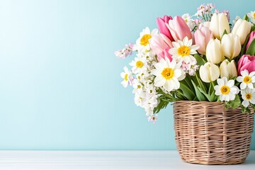 Obraz premium Vibrant Flower Basket On A Soft Background