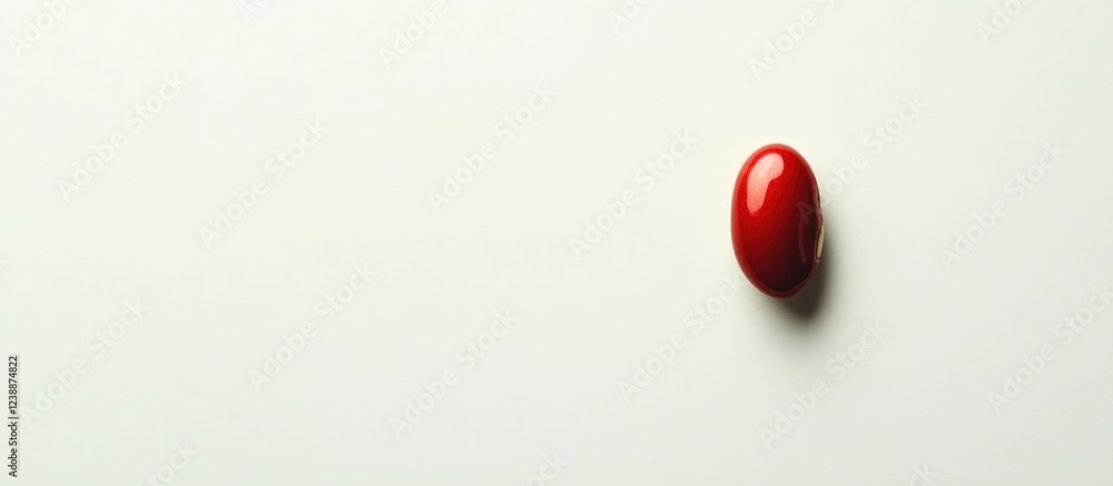 Poster red glossy oval object on white background with ample copy space for text placement