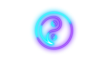 Obraz premium Neon yin-yang icon cyan purple color glowing with transparent background