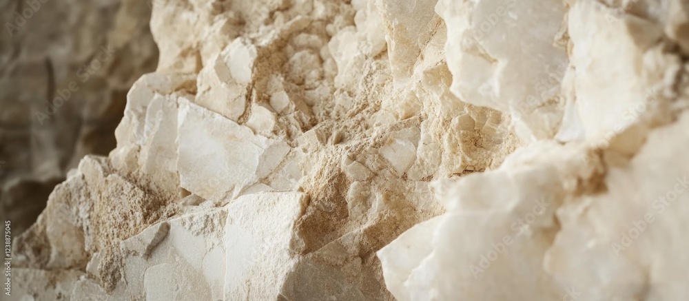 Poster close-up texture of natural limestone rock surface with irregular shapes and neutral color tones ide