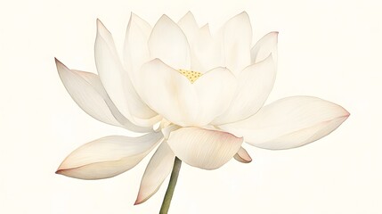 Fototapeta premium Delicate White Lotus Flower Isolated on White Background