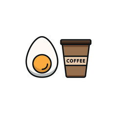 Drink and egg set icon represents a classic breakfast combination, perfect for café branding, restaurant menus, morning meal promotions, and food-related visuals.