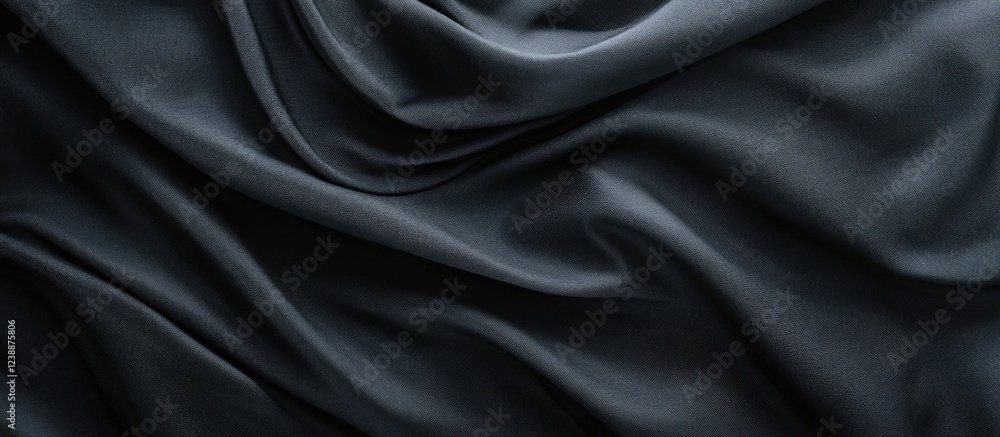 Poster dark flowing fabric texture with smooth folds and gentle curves filling the frame