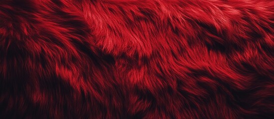 Fototapeta premium Red fluffy fur texture background with detailed strands and soft appearance suitable for various design purposes. Copy Space