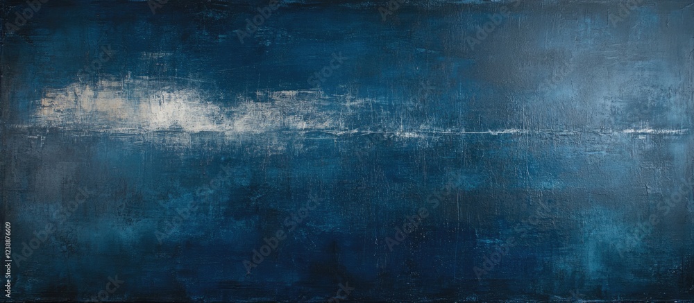 Poster abstract blue textured painting with subtle light stripe creating depth and contrast suitable for mo