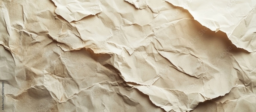 Poster crumpled brown paper texture background with shadow and light variations