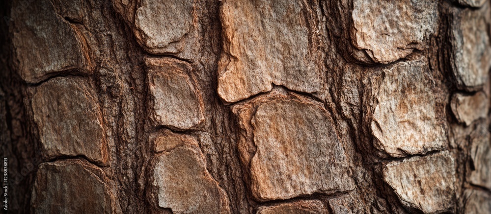 Poster close-up of textured tree bark with intricate patterns and natural color variations ideal for backgr