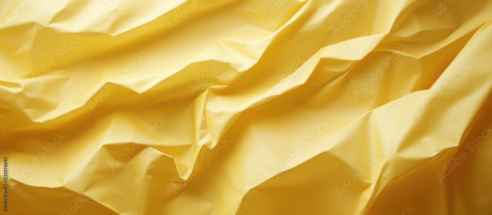 Poster crinkled yellow paper texture background for use in design and artwork with vibrant color and detail
