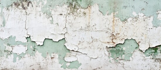 Obraz premium Peeling paint texture on aged wall surface with cracks and decay