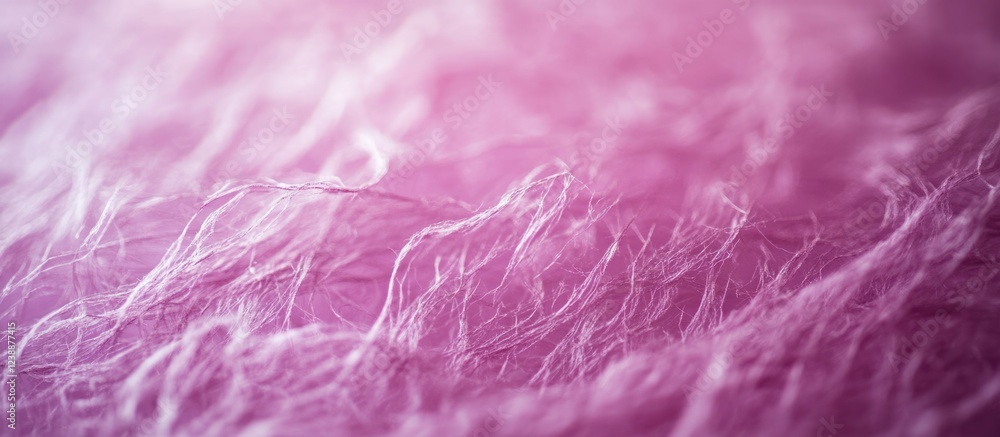 Poster close-up of textured pink fibers with abstract pattern and small copy space