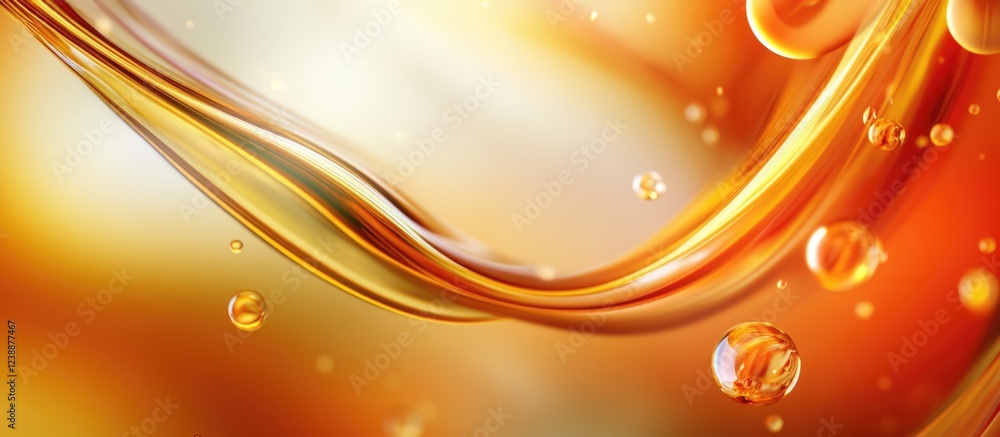 Poster abstract golden wave background with bubbles and light reflections creating a smooth textured design
