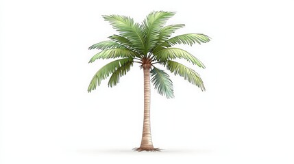 Lush Green Palm Tree Isolated on White Background for Tropical and Nature Themes