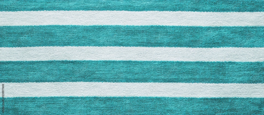 Poster teal and white striped textile fabric texture pattern with soft plush surface and copy space for des