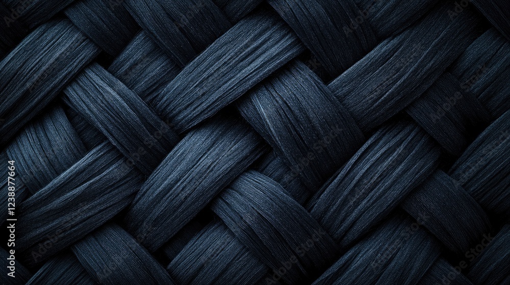Poster woven dark fiber texture background with detailed crosshatch pattern and intersecting strands in clo