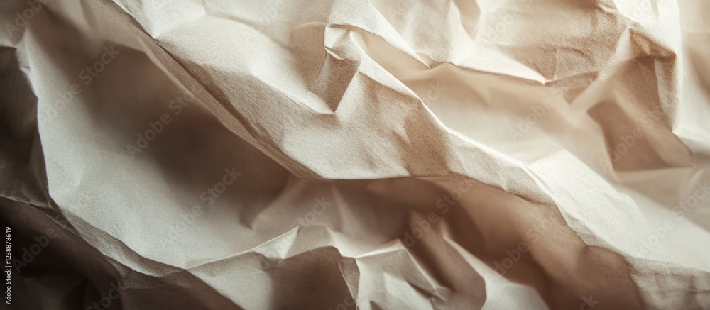 Poster crumpled textured paper background with soft natural light for design concepts and presentations cop