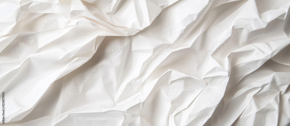Poster crumpled white paper texture background with shadows and highlights suitable for various design purp