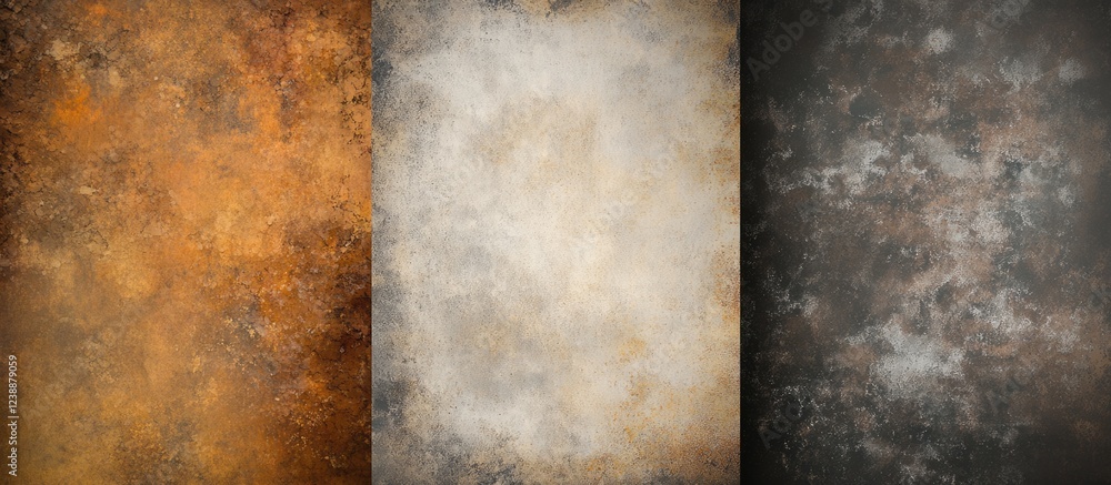 Poster textured background set featuring three distinct styles with orange, cream, and dark variations idea