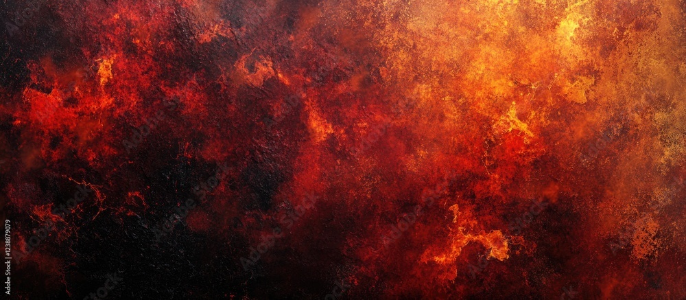 Poster fiery abstract background with dark and bright red swirls and textured surface
