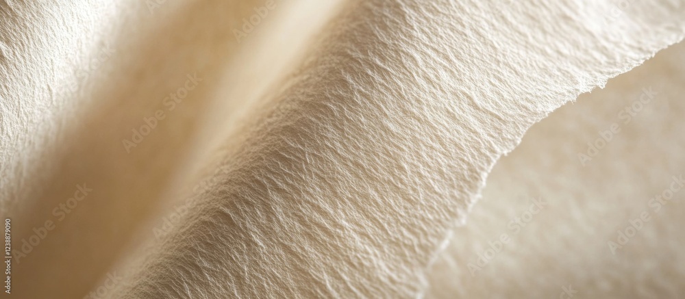 Poster textured close up of soft beige paper with natural fibers and subtle wrinkles suitable for backgroun