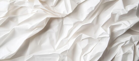 Crumpled white paper texture background with shadows and highlights suitable for various design purposes Copy Space