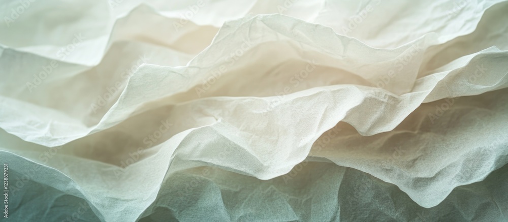 Poster translucent wrinkled fabric with soft light texture in gentle neutral tones and subtle gradients, id