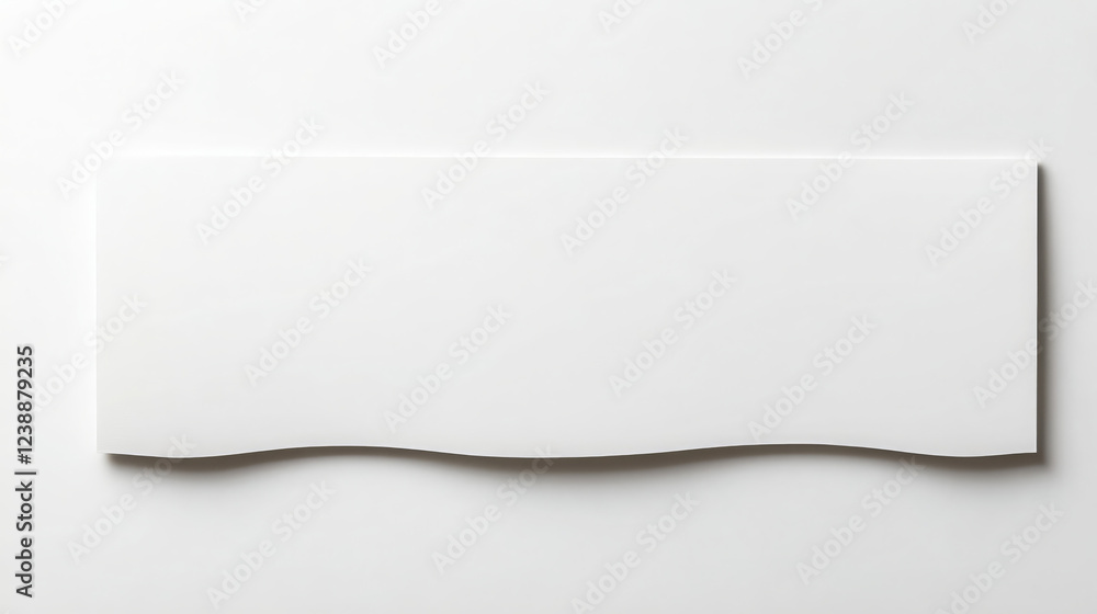 Poster smooth, white surface with wavy edge, ideal for design or display purposes. this minimalist element 