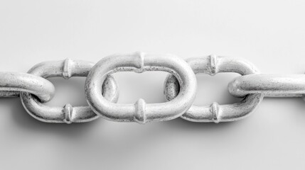 Obraz premium White metal chain links on white background; connection concept