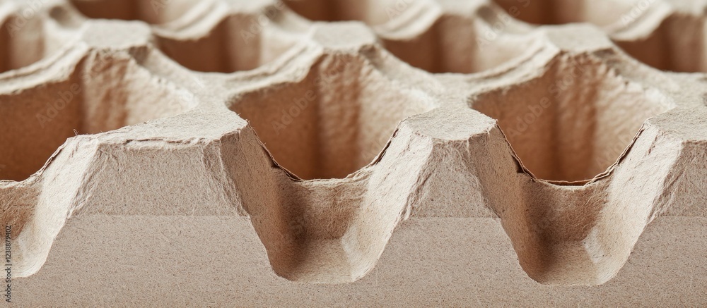 Poster close-up view of textured cardboard egg carton material with hexagonal compartments suitable for pro
