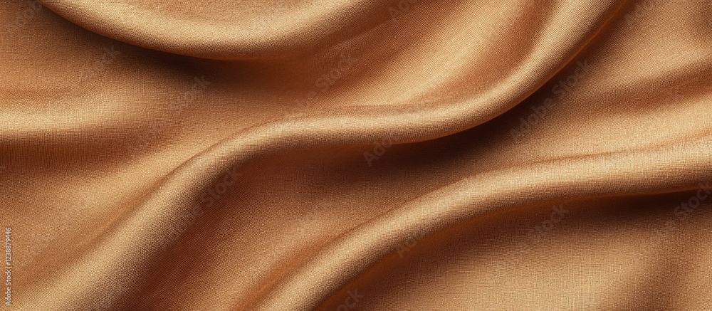 Poster golden silk fabric texture with flowing folds and smooth surface ideal for background design and tex