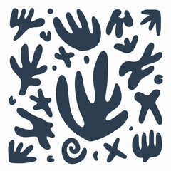 coral hand drawn flat floral illustration modern colored flower leaves vector tropical elements simple abstract style