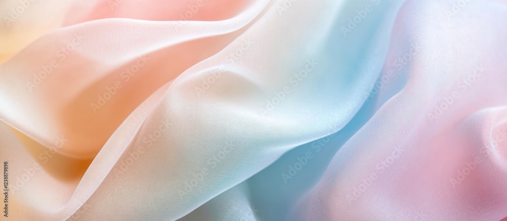 Poster pastel colored silk fabric draped texture displaying soft folds and light reflections suitable for b