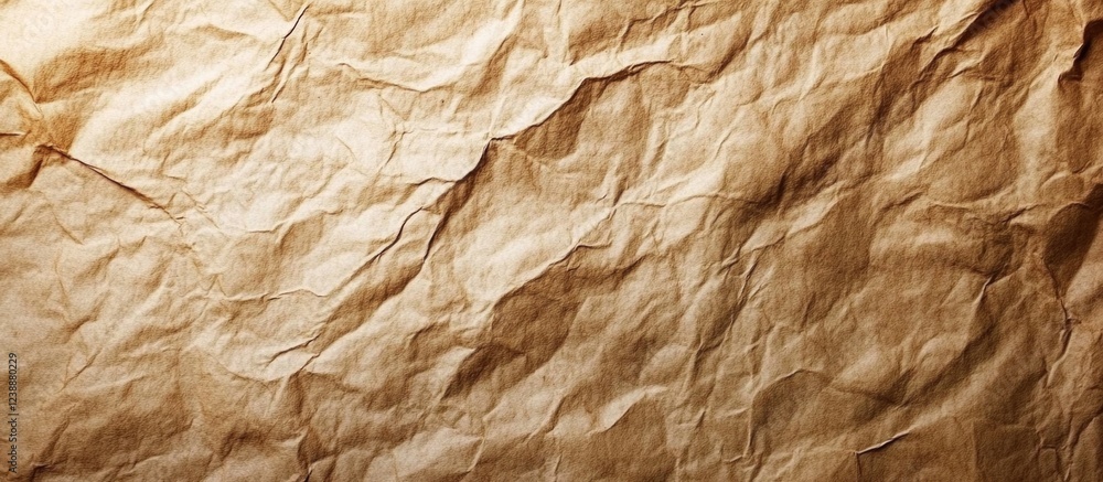 Aufkleber crumpled brown paper texture background with natural lighting and deep shadows suitable for design a